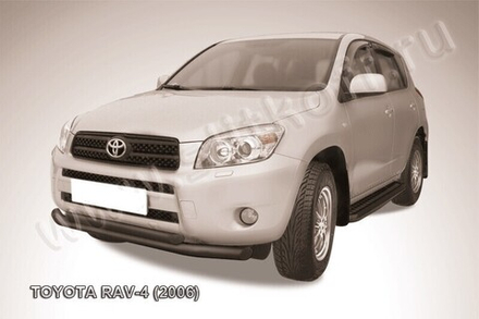 Защита переднего бампера Toyota Rav-4 (2005-2010) d76+d57 серебристая