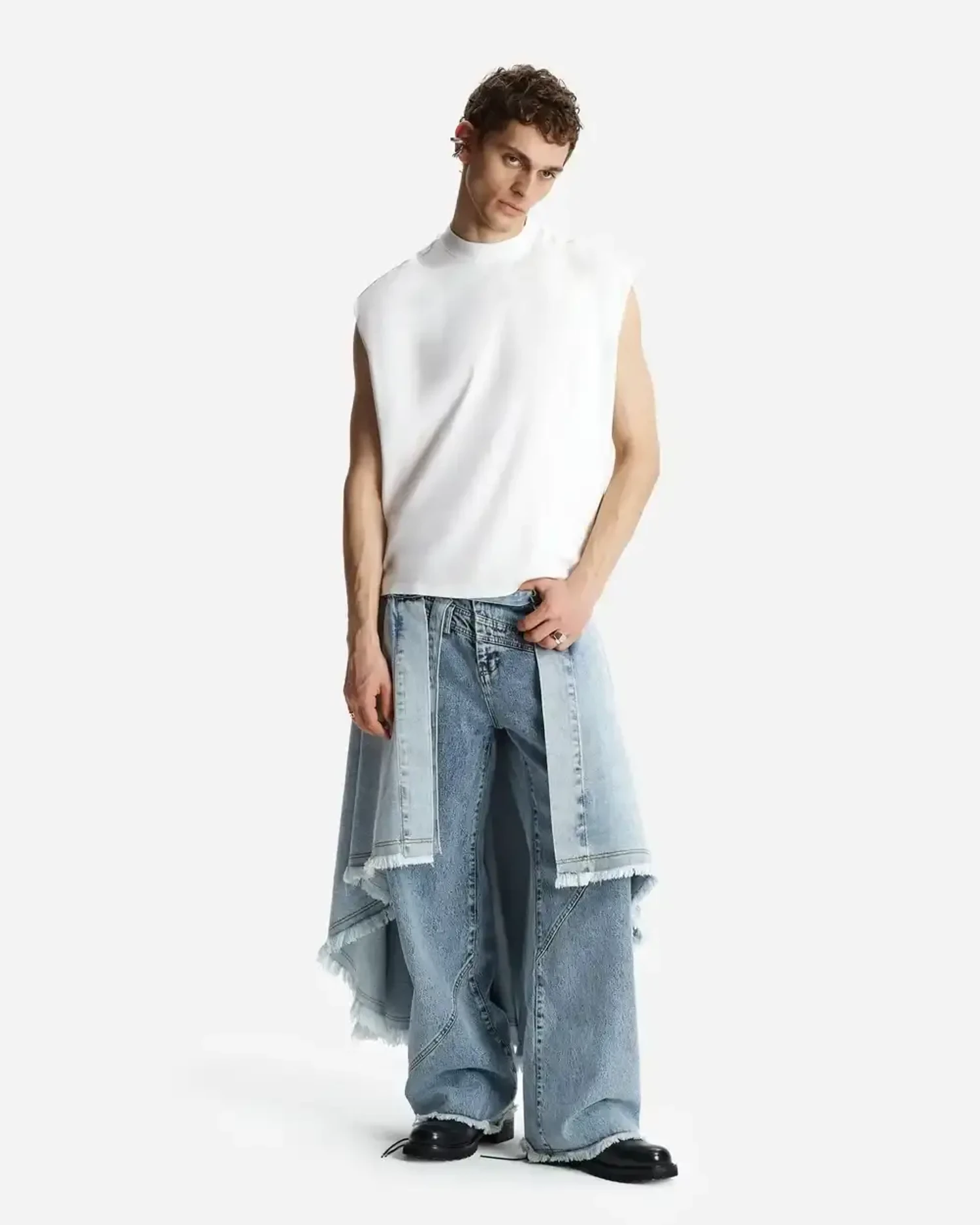 Юбка-саронг из денима голубая