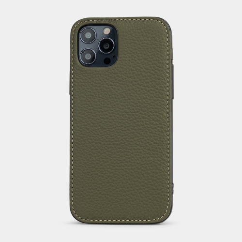 Чехол-накладка для iPhone 12 Pro Max из кожи теленка зеленого цвета