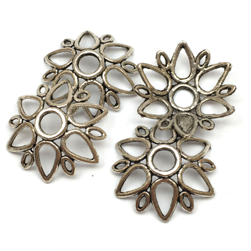 Шапочки для бусин 23х6 мм, под серебро