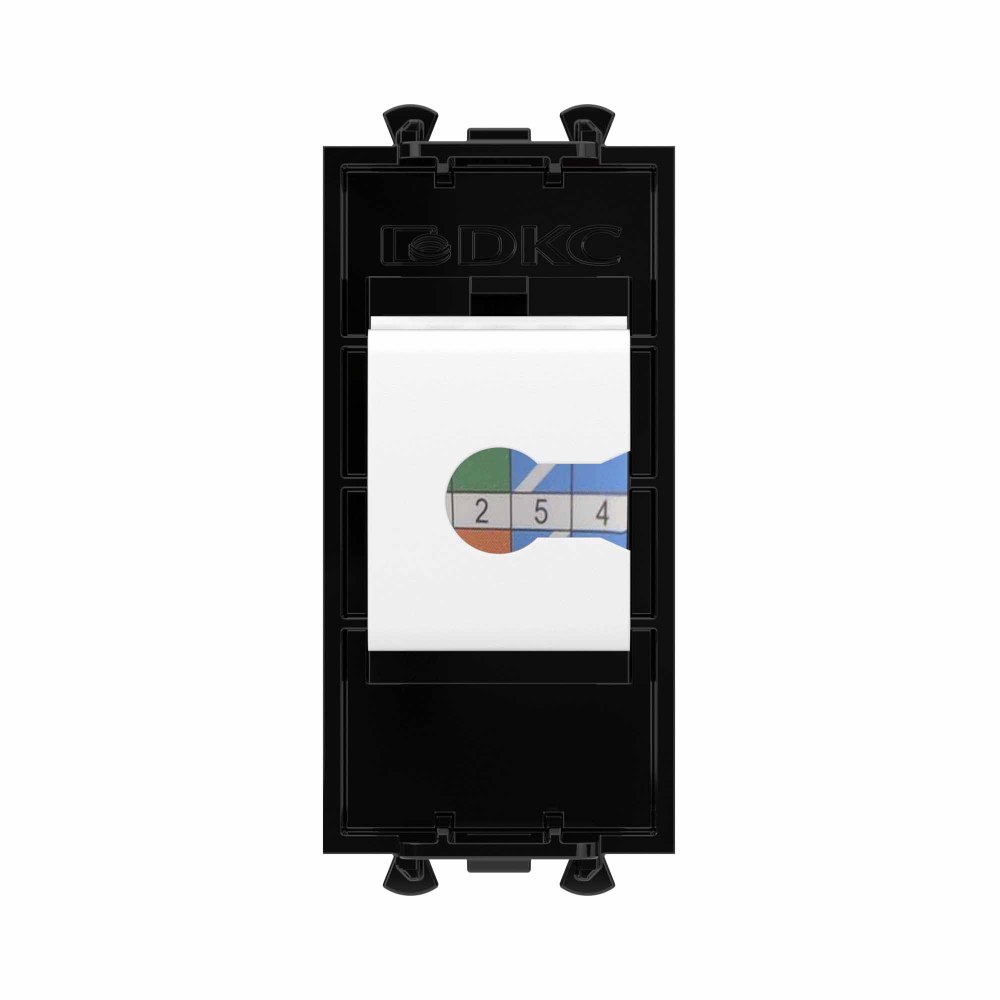 Компьютерная розетка RJ-45 без шторки модульная, кат.6, "Avanti", "Черный квадрат", 1 модуль