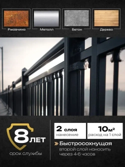 HUSKY KLONDIKE, Краска по металлу чёрная матовая, RAL 9005, по ржавчине, антикорозионная, атмосферостойкая, 2,5 л