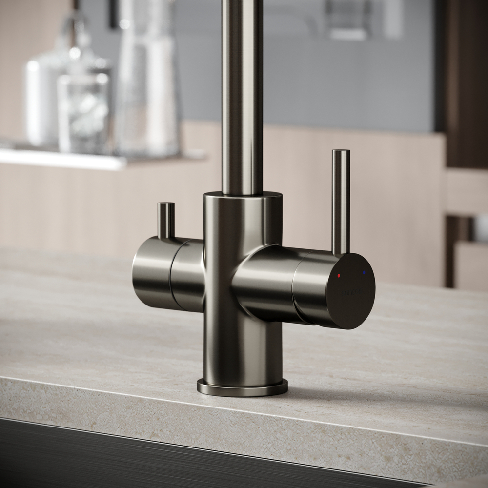 Смеситель для кухни Sancos Vela с краном для фильтра, вороненая сталь, SC4013GG