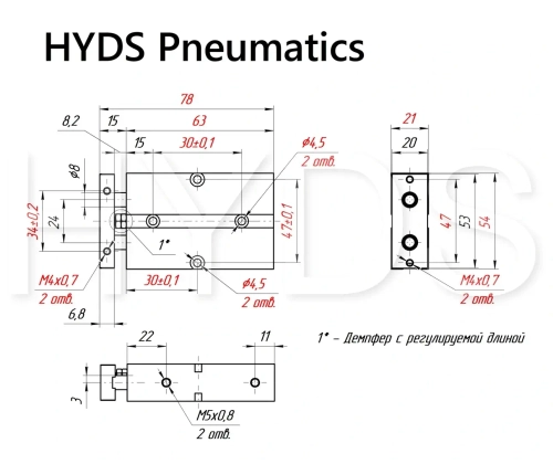 TN 16x10-S Пневмоцилиндр двухпоршневой