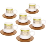 Кофейный набор 12 предметов «Восточная сказка» ( 6кружек 90мл+6 блюдец), вензеля зеленый