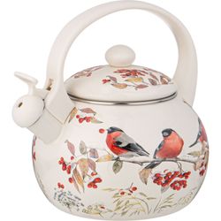 ЧАЙНИК AGNESS ЭМАЛИРОВАННЫЙ СО СВИСТКОМ СЕРИЯ "СНЕГИРИ", 2,2Л, ИНДУКЦИОННОЕ ДНО