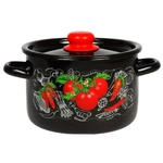 Кастрюля эмал 4,5л черная Помидорки