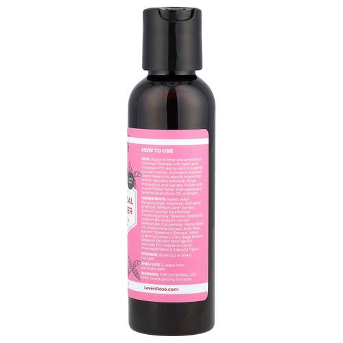 Leven Rose, Очищающее средство на древесном угле с маслом жожоба и алоэ вера, 118 мл (4 жидк. Унции)