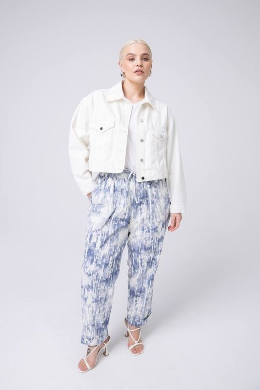 Брюки чиносы из хлопка, голубой принт