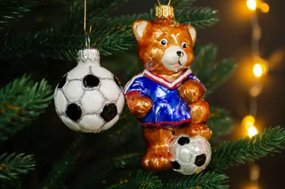 Набор украшений Медвежонок футболист 2 шт., стекло, Витус (62183)