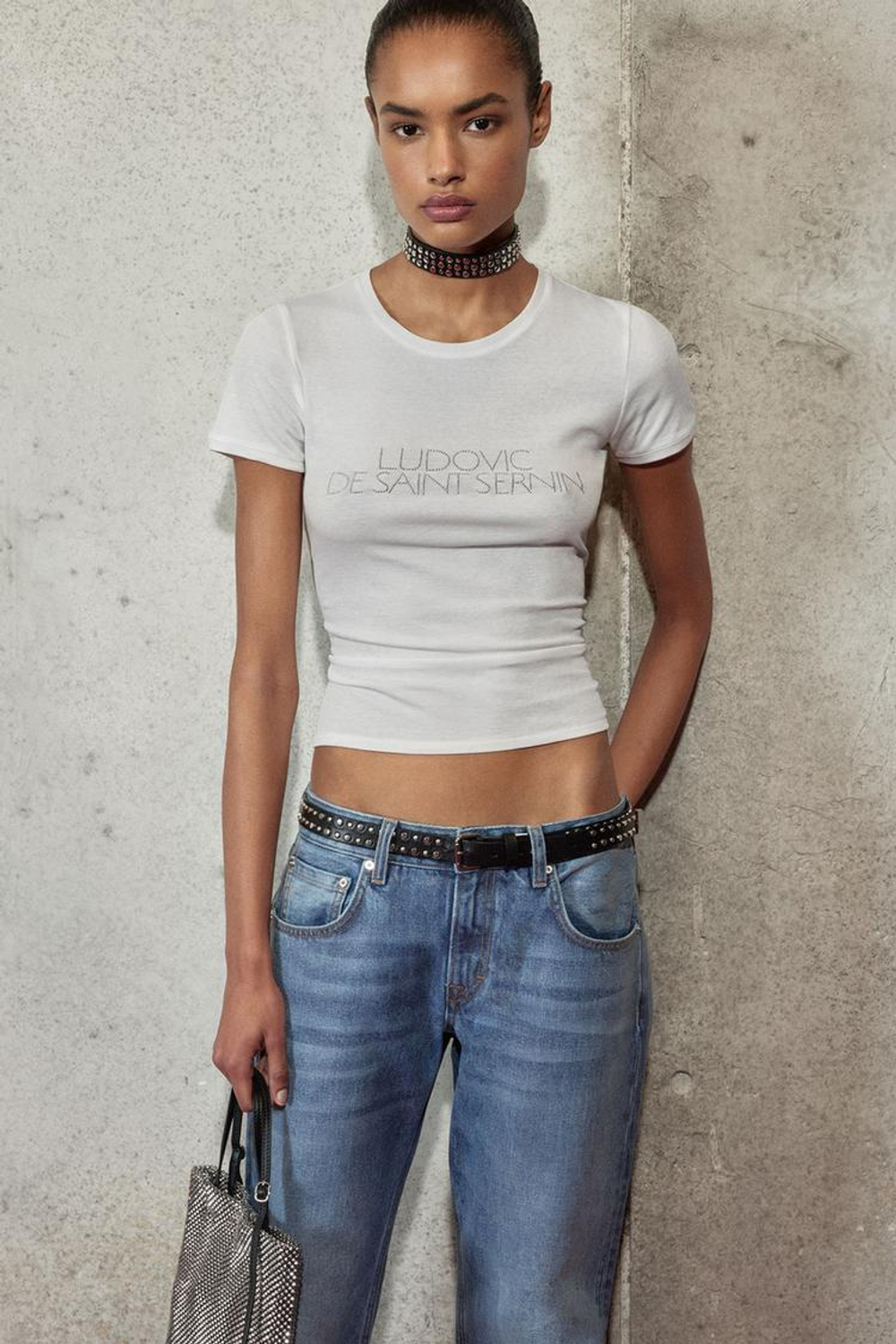 ZARA Х LUDOVIC DE SAINT SERNIN КОЖАНЫЙ РЕМЕНЬ C МЕТАЛЛИЧЕСКИМИ ЗАКЛЕПКАМИ, ЧЕРНЫЙ