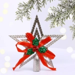 Звезда на ёлку «Классика» с бантом 9,5 см, Серебро