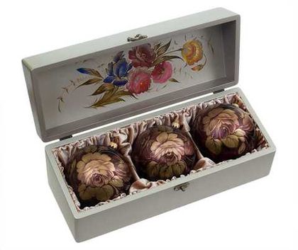 Set of 3 Christmas ball in a wooden box SET04D08112022021