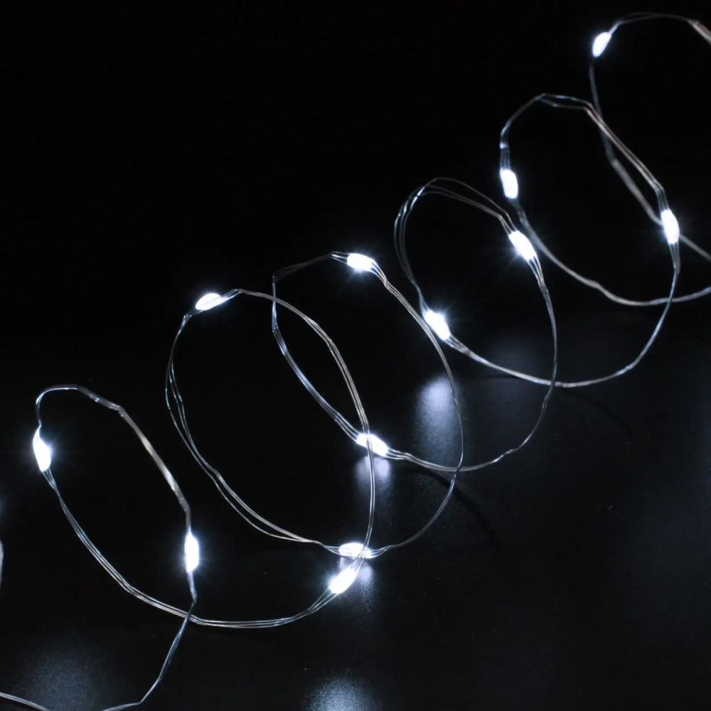 Гирлянда для дома НИТЬ «Роса» 20 м 200 ламп LED, 8 реж,IP-20, Белый