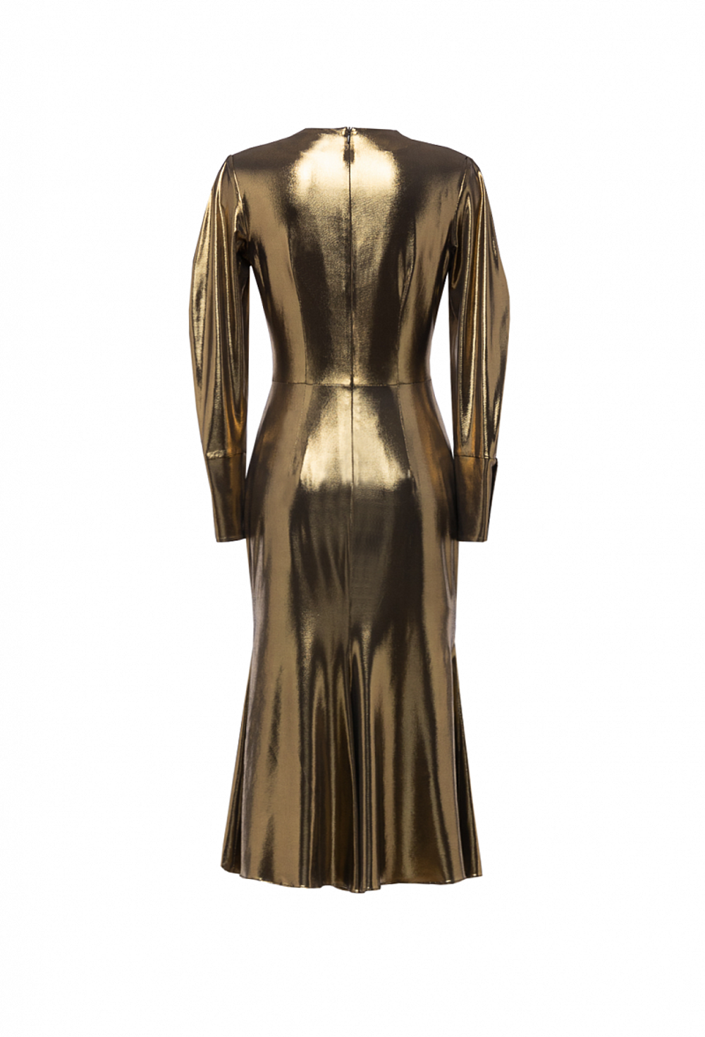 Платье-футляр из крепа с отрезной талией золотое 09-04-23 FW