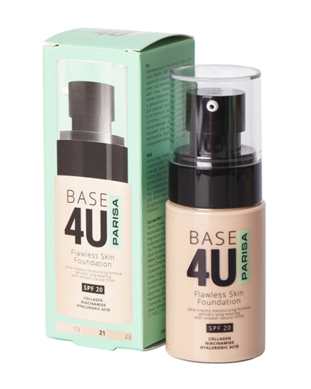 Parisa Крем тональный для лица Base 4U, F-10, с коллагеном и витамином B3, тон №21, Бежевый, 60 мл
