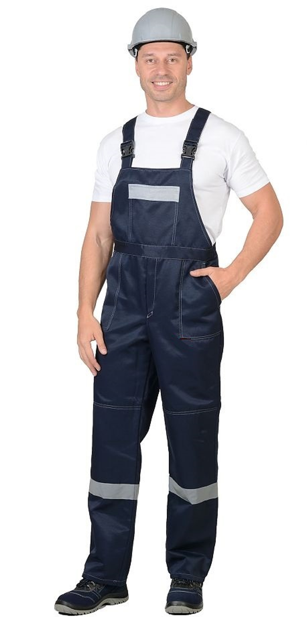 Костюм "ТРУЖЕНИК" куртка, полукомбинезон Синий с серым СОП 50 мм