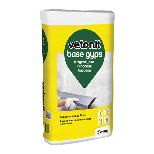 Штукатурка гипсовая Вебер Ветонит Бэйс Гипс (Base Gyps) базовая, 30 кг