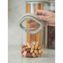 Банка для хранения квадратная Vacuum Glass, 1 л, светло-серая