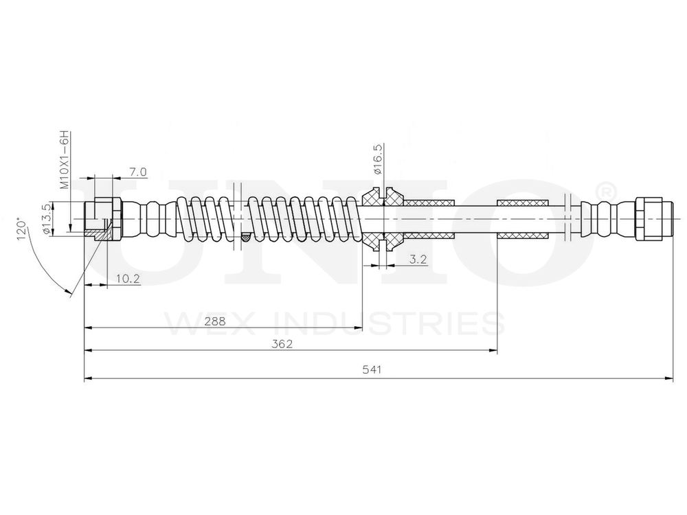 Шланг тормозной передний UNIO BRH-10107