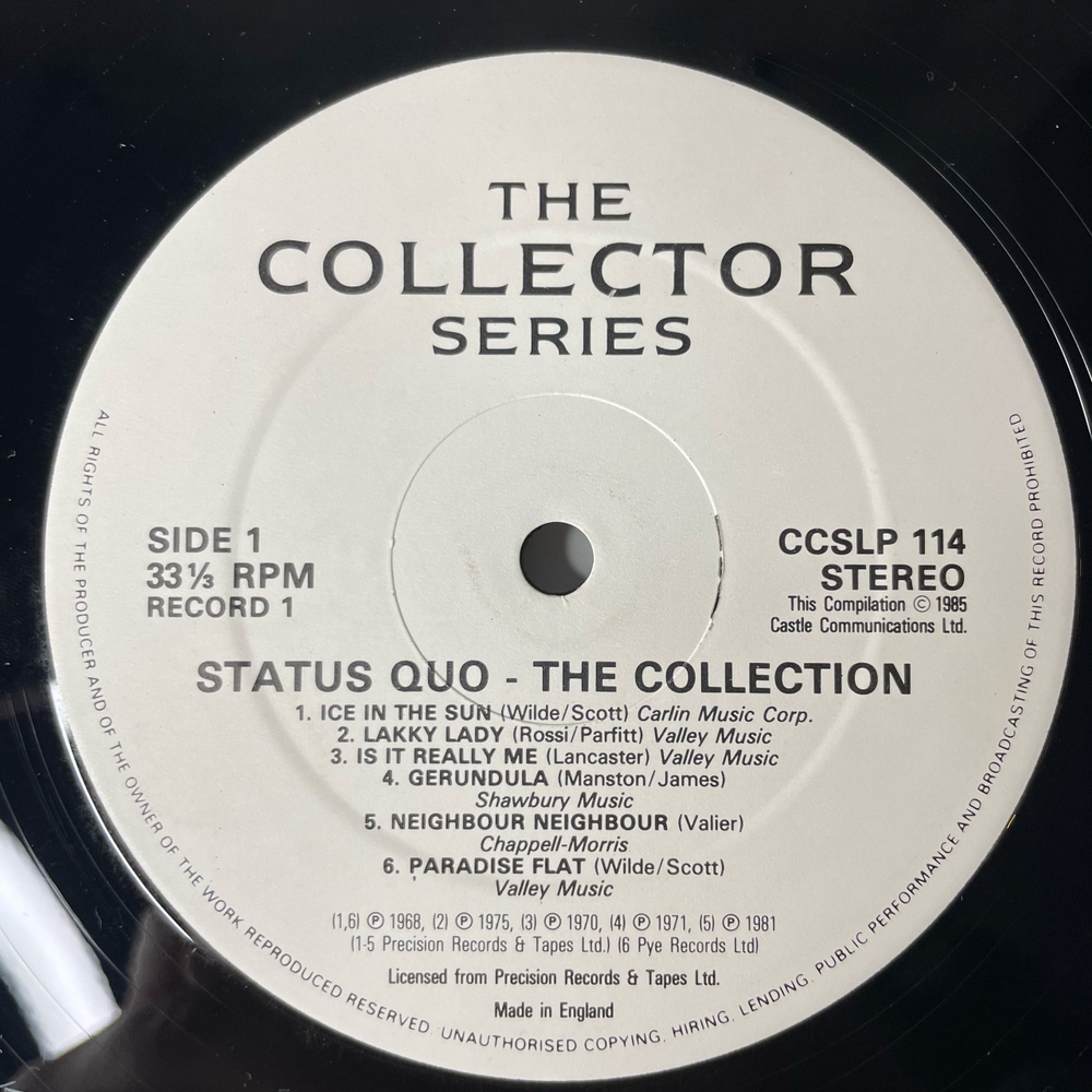 Винтажная виниловая пластинка LP Status Quo The Collection (Англия 1985)