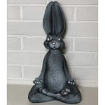 Фигура из гипса «Заяц Йога» 42см античное серебро