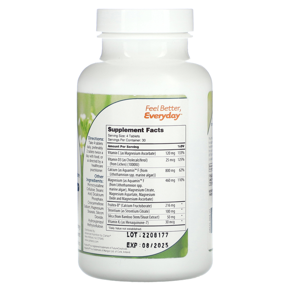 Zahler, BoneFactor, растительный кальций, витамины D3 и K2, 120 таблеток