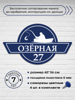 Адресная табличка с рыбаком, 60х35 см.