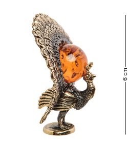 AM-1246 Фигурка «Павлин» (латунь, янтарь)
