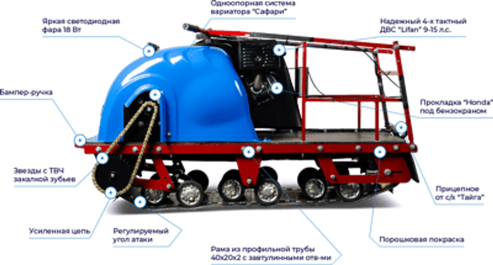 Мотобуксировщик MOTODOG 500 LONG (20 л.с. задний привод)