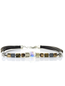 4660 Coeur de Lion колье из кожи наппа в 6 сложений с кристаллами Сваровски  - Parfum.cash