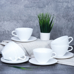Чайная пара 230мл белая рифленая / N-BWB230BWBD60-6 (WHITE)