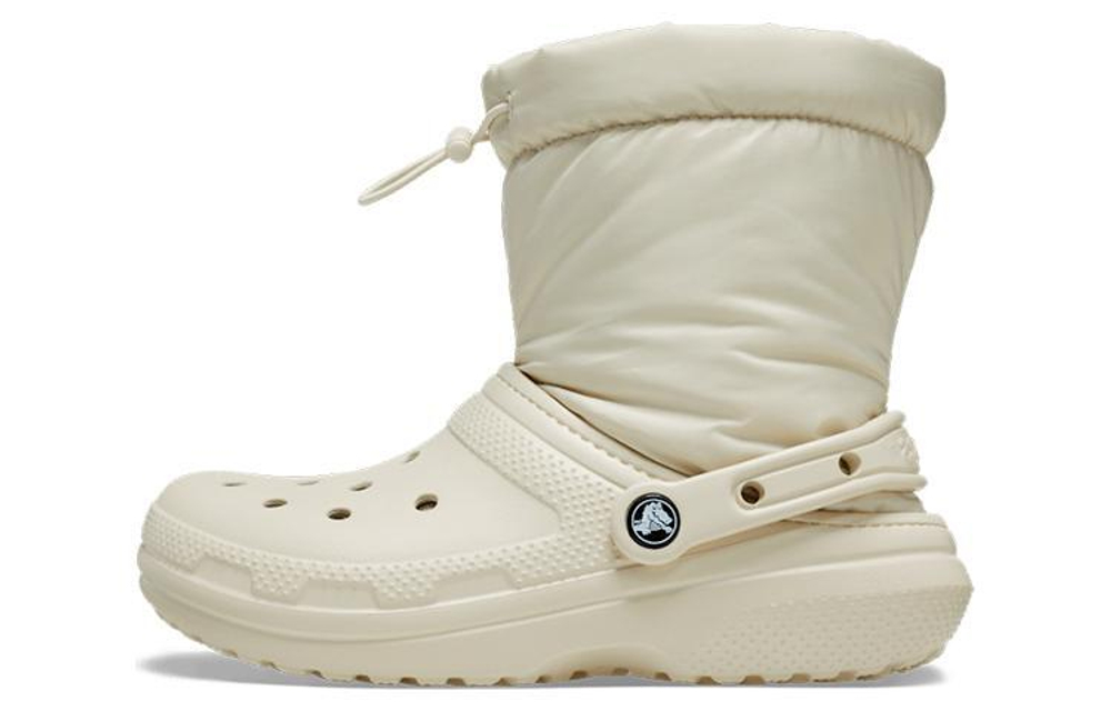 Crocs Classic Lined non-slip wear-resistant short boots for men and women the same milky white