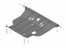 Защита картера Двигателя, КПП. 2 мм, Сталь. для Nissan Sunny 1995-2003 MOTODOR.01452