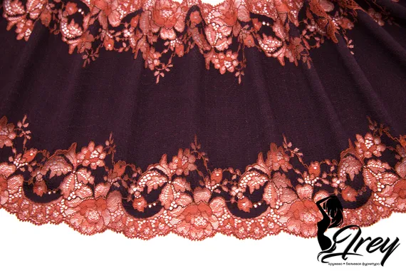 03-239 ОПТ Кружево эластичное 23 см, слива/терракот