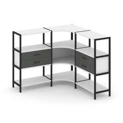 Shelf System Трехсекционный угловой стеллаж трехярусный с ящиками SN.STMU-331 Белый/Антрацит/Металл