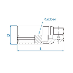 Головка свечная шестигранная 3/8&quot;, 21 мм, резиновый фиксатор KING TONY 363521