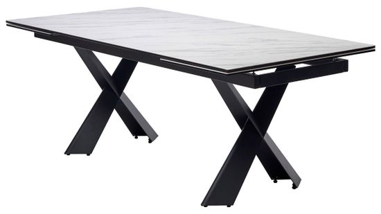 Стол ORISTANO 200 MARBLES KL-99 Белый мрамор матовый, итальянская керамика/ черный каркас