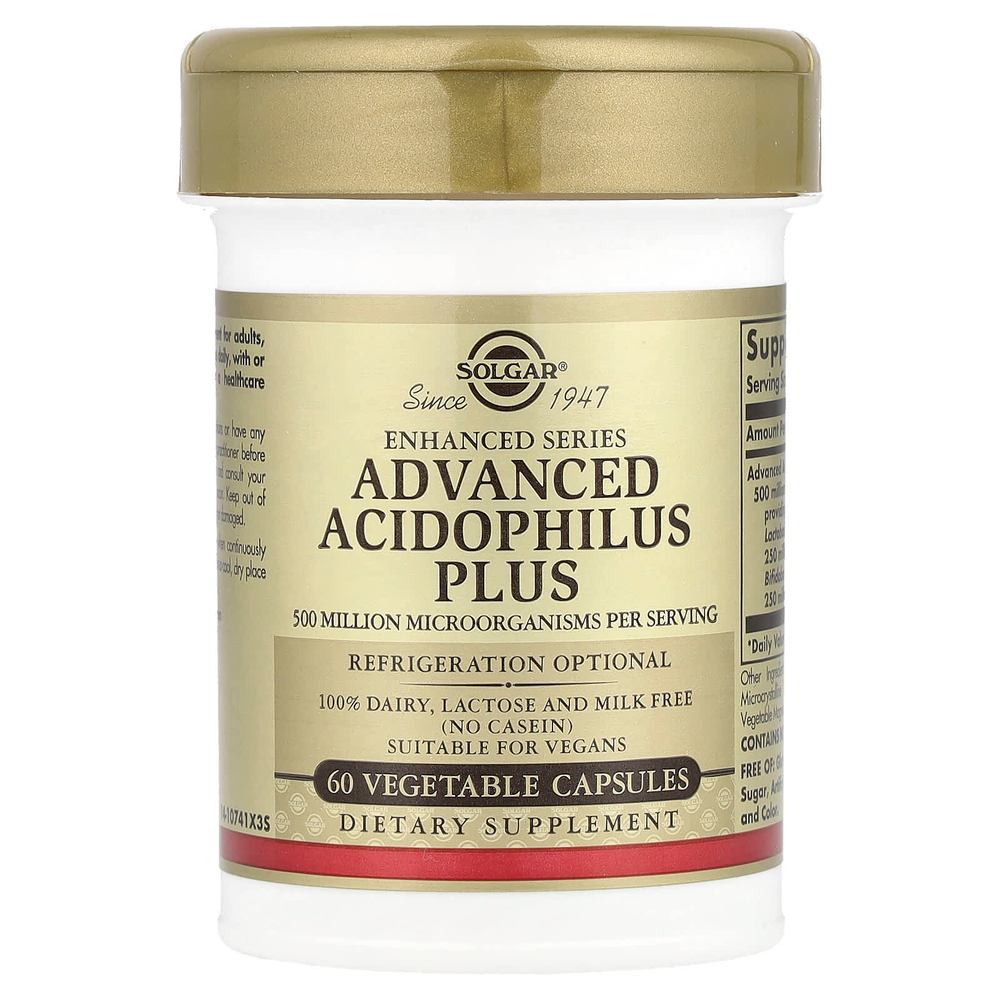 Solgar, Advanced Acidophilus Plus, 60 растительных капсул