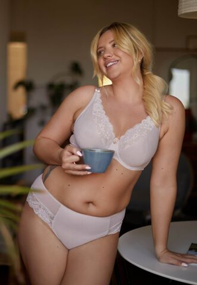 Трусики-шорты Estera из кружевного полотна и сетки (Размер: XXL) (Цвет: кофейный)