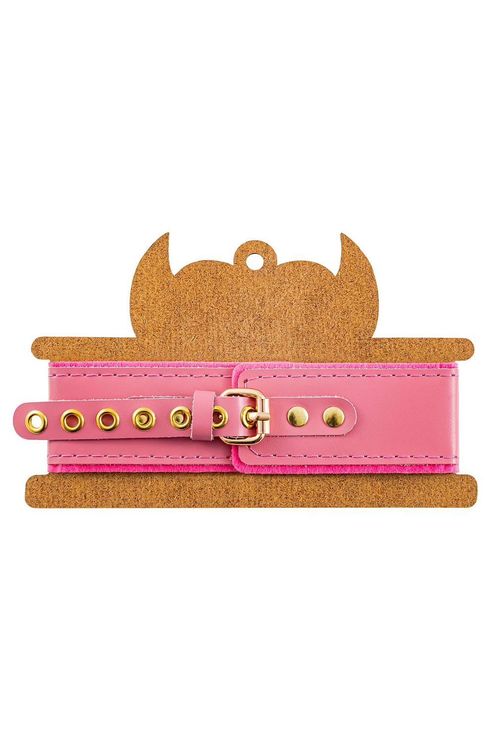 Розовый двуслойный кожаный ошейник с подкладкой из фетра (Цвет: розовый)