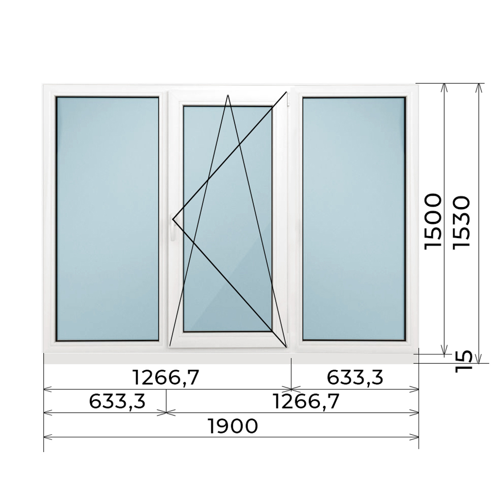 Пластиковое окно 1500 х 1900 ТермА Эко