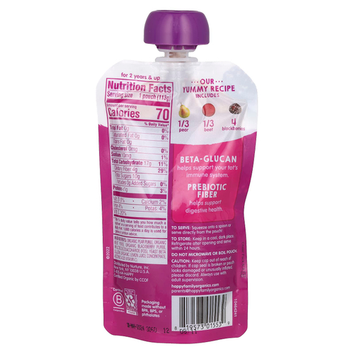 Happy Family Organics, Happy Tot®, Super Bellies™, для детей от 2 лет, органические груши, свекла и ежевика, 113 г (4 унции)