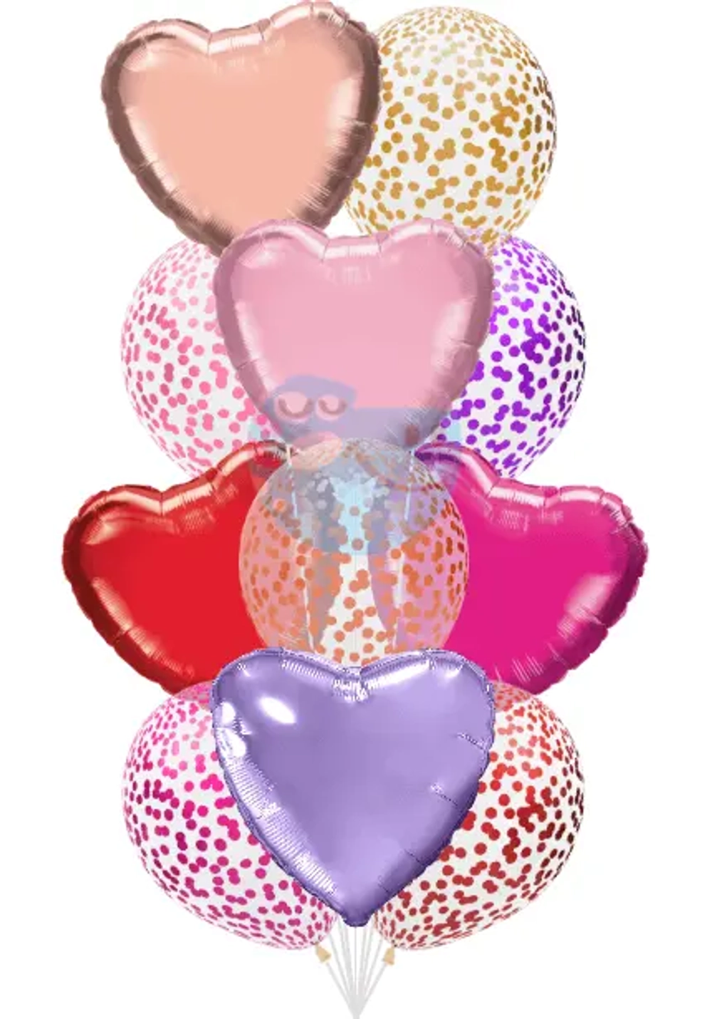 Сердцепад «Микс» из 11 воздушных шаров с гелием (разноцветные)