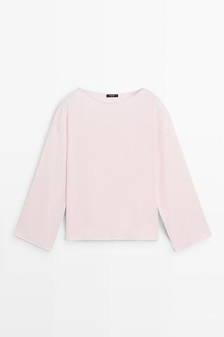 Massimo Dutti Свитер из смесового хлопка, пыльная роза