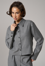 Рубашка-жакет укороченная серая