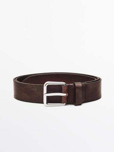 Massimo Dutti Ремень из кожи наппа, коричневый