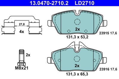 ATE - 13047027102-ATE - Brake Pad Set, disc brake - Povrat artikla narucenog iz Njemacke nije moguc.