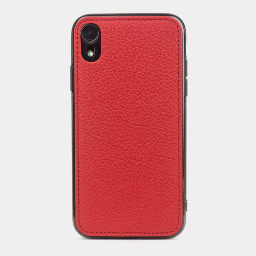 Чехол-накладка для iPhone XR из натуральной кожи теленка, красного цвета