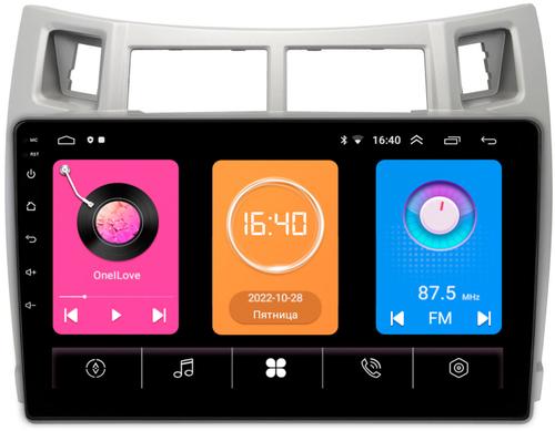 Магнитола для Toyota Vitz 2, Yaris 2 2005-2011 (рамка серебро) - GT9-100 на Android 10